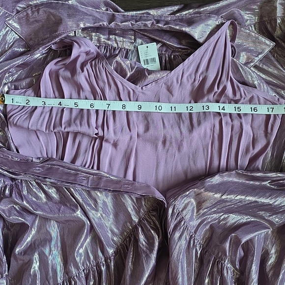 Anthropologie- Pilcro Shimmery Lilac Button-Front Tiered Dress - Picture 11 of 16